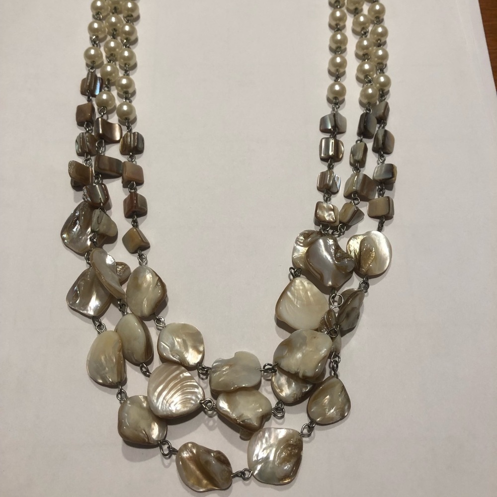 Triple Chain Pearl Costume Necklace